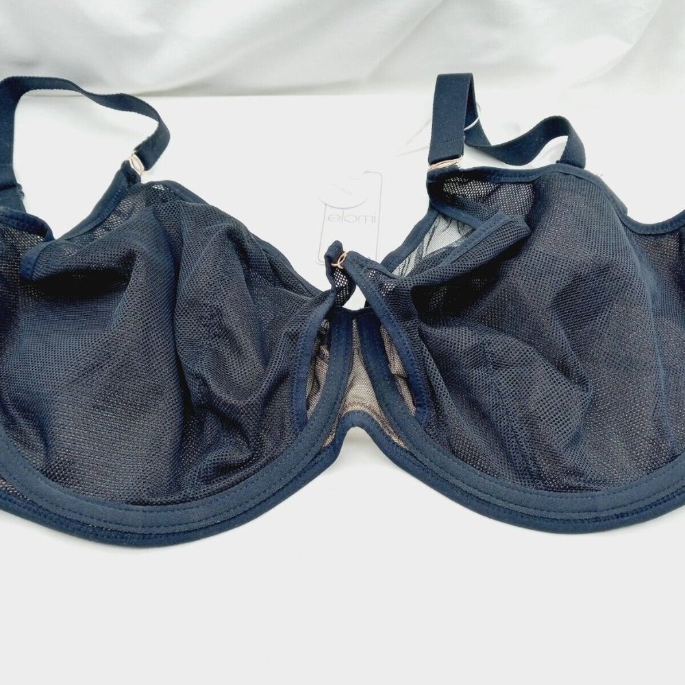 Elomi 301202 Kintai Peek A Boo Underwire Plunge Bra Black Size 32JJ US 32N - Picture 2 of 10